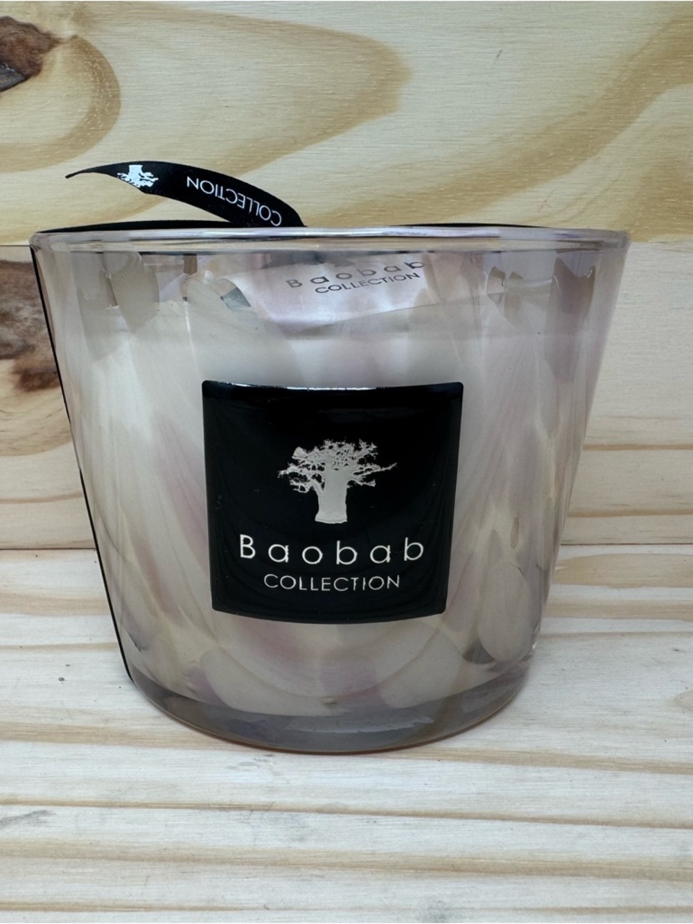 Baobab Collection Marble Glass Candle - Cream & Light Pink